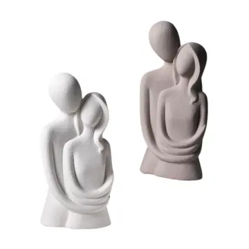 Minimalist Matte White Ceramic Couple Embrace Sculpture