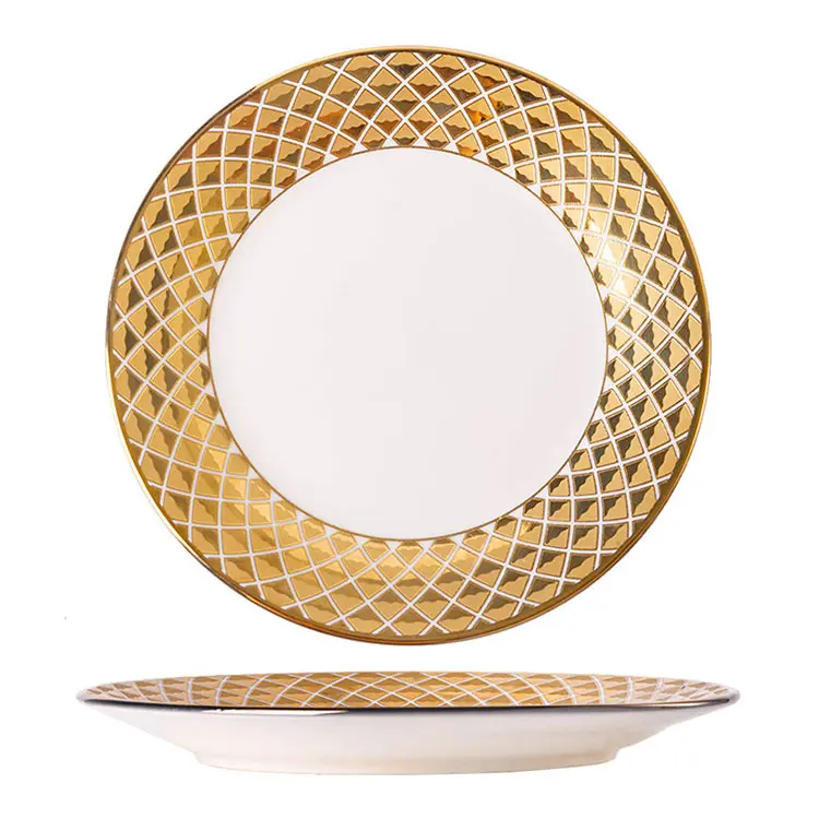 Lattice Pattern Luxury Ceramic Dinner Plate