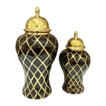 Luxury Black Lattice Ceramic General Jar Vase