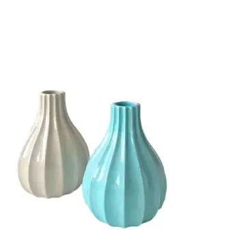 Nordic Minimalist Ribbed Stoneware Vase
