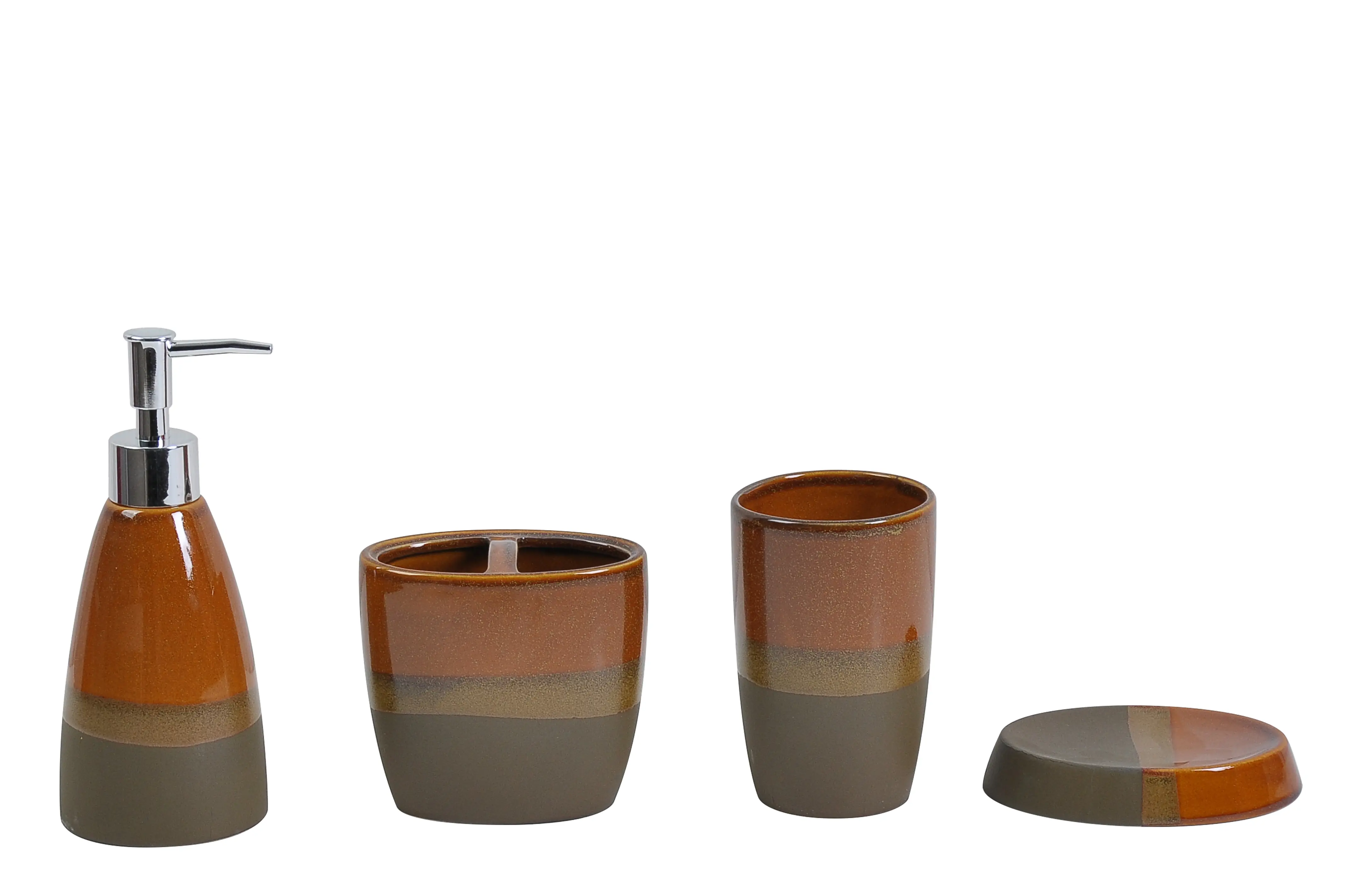 Modern Minimalist Brown - Beige Gradient Ceramic Bathroom Accessory Set