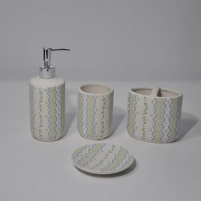 Spring series floral texture bathroom four piece set