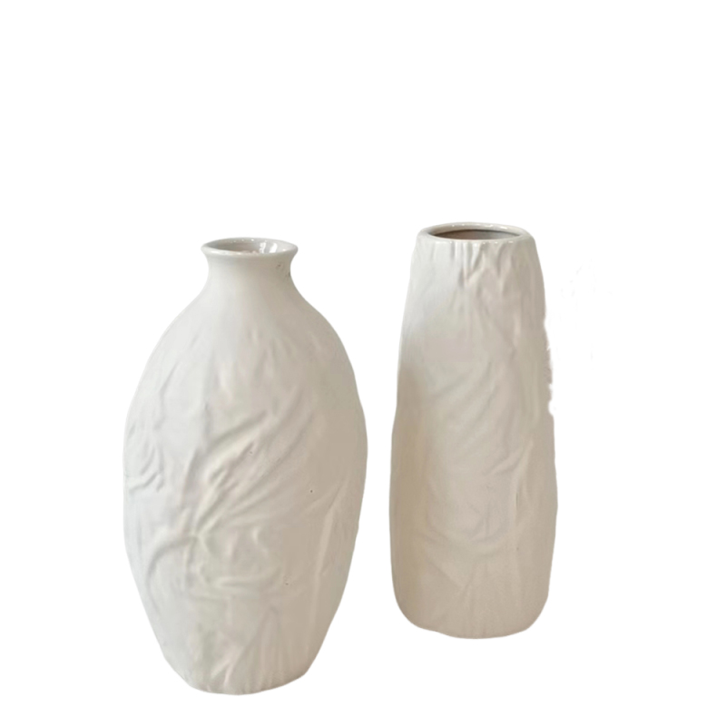 Wabi-Sabi White Natural Texture Ceramic Vase Set