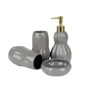 Luxury Gray Artistic Ceramic Bathroom Set - 4 Pieces