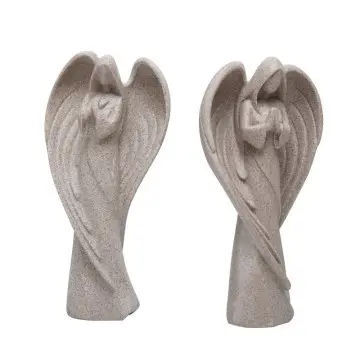 Sandstone Texture Resin Angel Sculpture Set