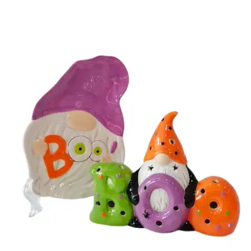Halloween Dolomite Decor Set - Gnome & "BOO" Letter Design