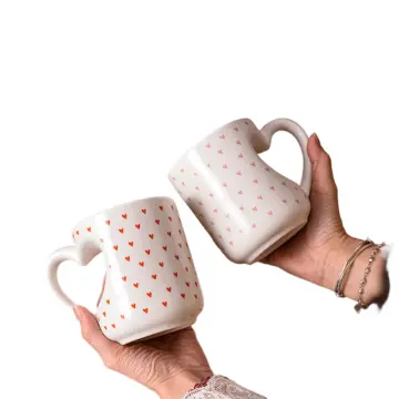 Couple Heart Print Ceramic Mugs
