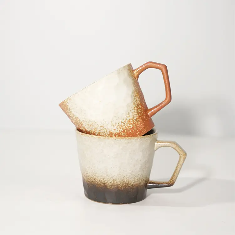 Wholesale Coffee Cups Creative Tea Japanese Coarse Pottery Clay Ceramic Retro Cup Mug Home Cross-border Gifts  (13)