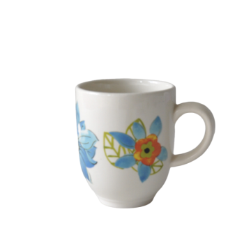 Hand-Painted Blue-Tone Colorful Floral Ceramic Mug