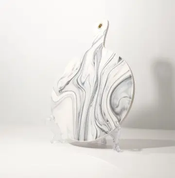 Beautiful  Ceramic Cutting Board with Marble Design Food Serving Board with Handle Serving Trays for Kitchen