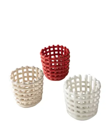 Colorful Woven Hollow Ceramic Decorative Baskets
