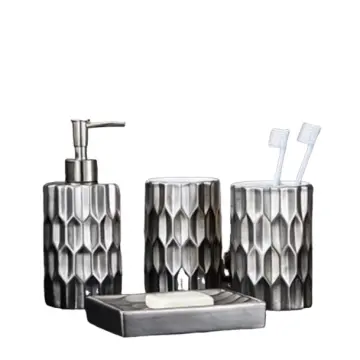 Luxury Geometric Relief Ceramic Bathroom Set