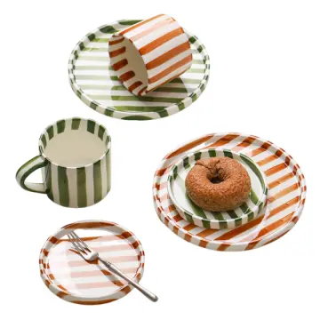 Hand-Painted Striped Ceramic Tableware Set