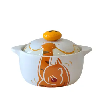 Playful Cartoon Cat Lidded Ceramic Casserole