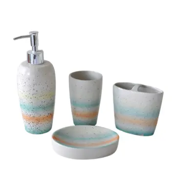 Gradient Color Speckled Ceramic Bathroom 4-Piece Set