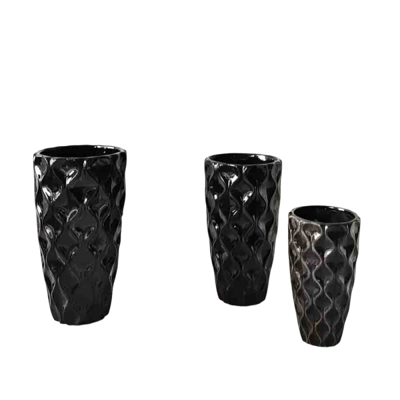 Modern Minimalist Wave Relief Ceramic Vase