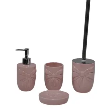 4 - Piece  themed Bathroom Set - Soap Dispenser, Tumbler, Toilet Brush Holder & Soap Dish