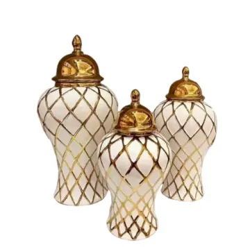Luxury Lattice Ceramic Lidded Decorative Jars