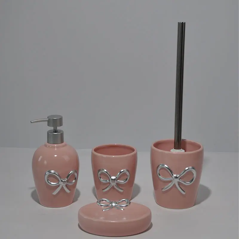 Butterfly knot relief bathroom four piece set-2