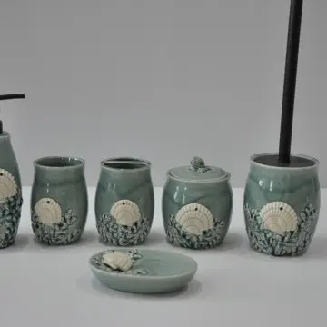 Ocean series shell relief bathroom six piece set
