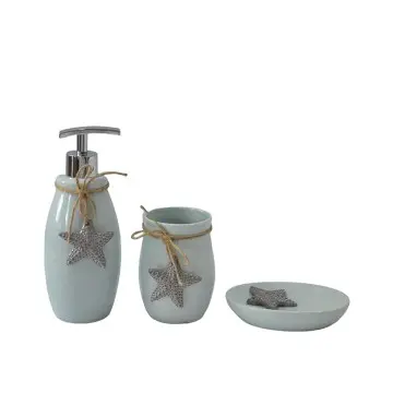 Coastal Starfish - Embellished Stoneware Bathroom 3 - Piece Set
