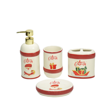 Christmas Santa & Sleigh Pattern Dolomite Bathroom Set