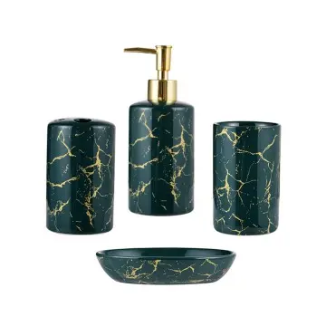 Luxury Dark Green Marble Ceramic Bathroom Set