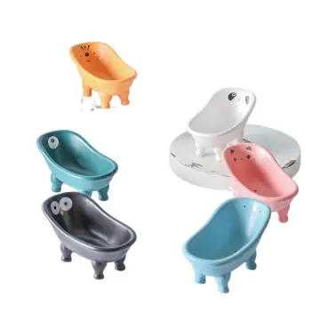 Cartoon Animal Mini Bathtub Shaped Ceramic Soap Dish