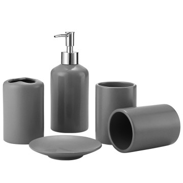 Minimalist Gray Ceramic Bathroom Set