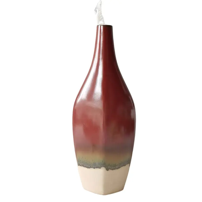 Red Brown Gradient Quadrilateral Ceramic Floor Vase