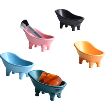 Multicolor Bathtub-Shaped Ceramic Soap Dish