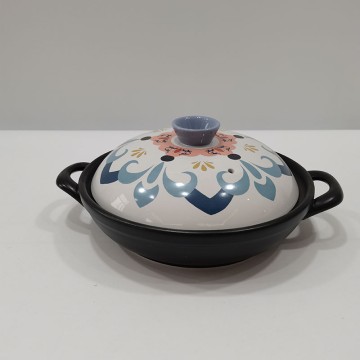 Classic decal shallow mouth clay pot