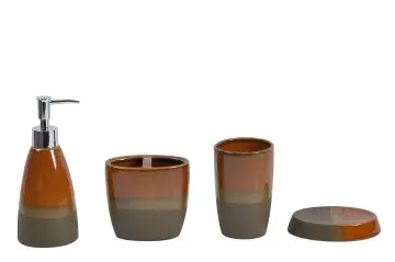 Modern Minimalist Brown - Beige Gradient Ceramic Bathroom Accessory Set