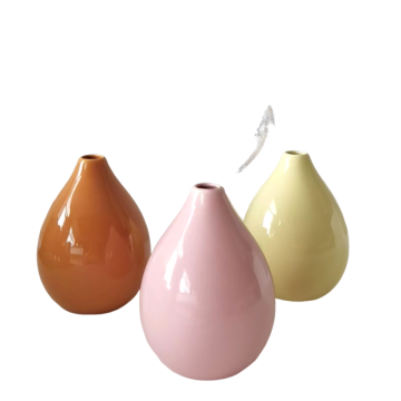 Macaron Color Teardrop-Shaped Glossy Ceramic Vase Set