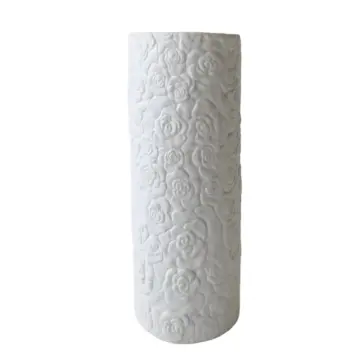 French Elegant 3D Rose Relief White Ceramic Vase