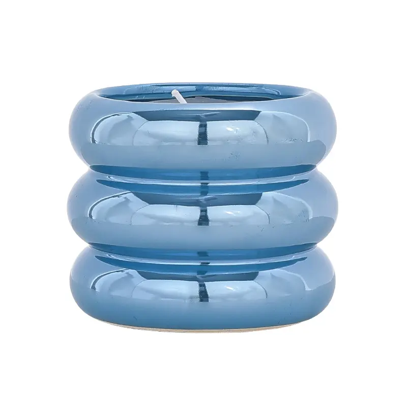 Retro Stacked Ring Glossy Colorful Ceramic Candle Holder