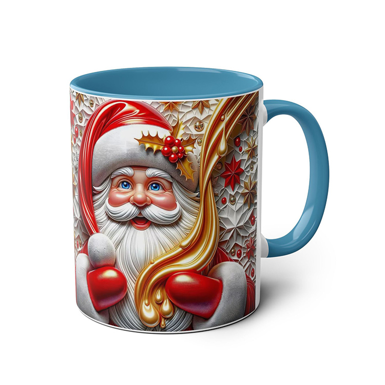 Embossed Santa Claus Pattern Multicolor Ceramic Christmas Mug