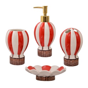 Playful Hot Air Balloon Shaped Ceramic Bathroom Set