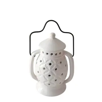 White Dolomite Lantern - Shaped Candle Holder