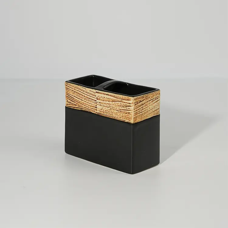 Woodgrain-Print Ceramic Bathroom 5-Piece Set – Hotel & Home Supplies (5)