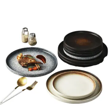 Industrial Style Speckled Gradient Glaze Ceramic Plate Set