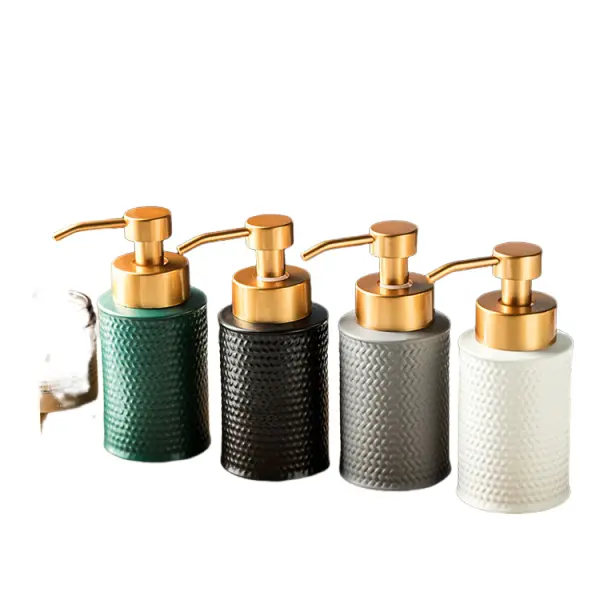 Multicolor Embossed Texture Ceramic Soap Dispenser