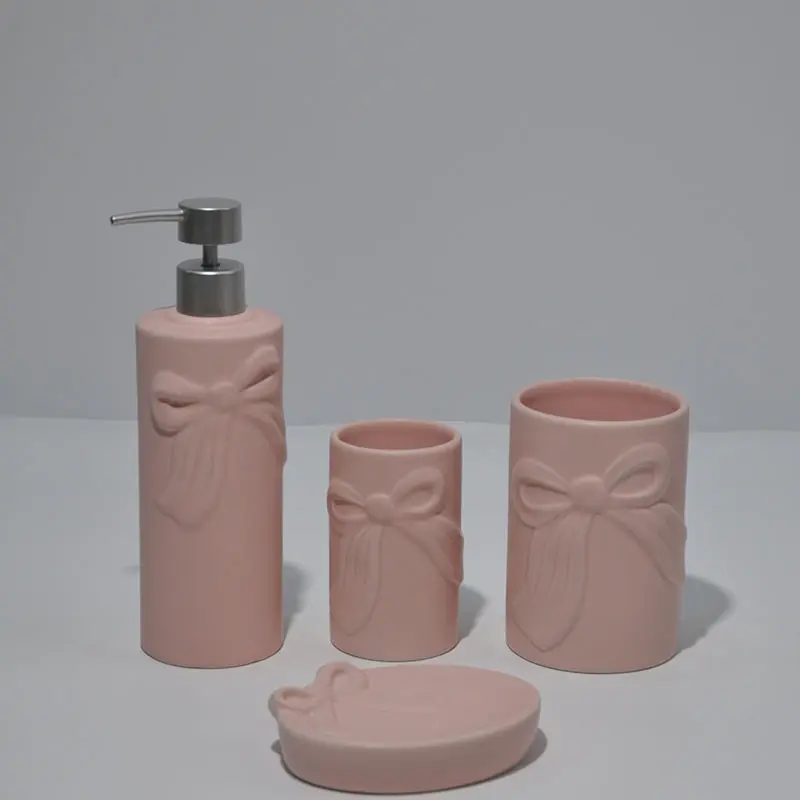 Butterfly knot relief bathroom four piece set