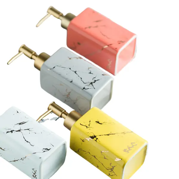 Colorful Marble-Pattern Square Ceramic Lotion Dispenser