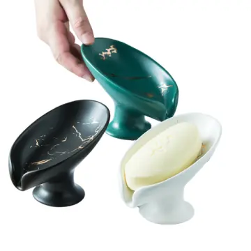 Artistic Marble Vein High-Footed Ceramic Soap Dish